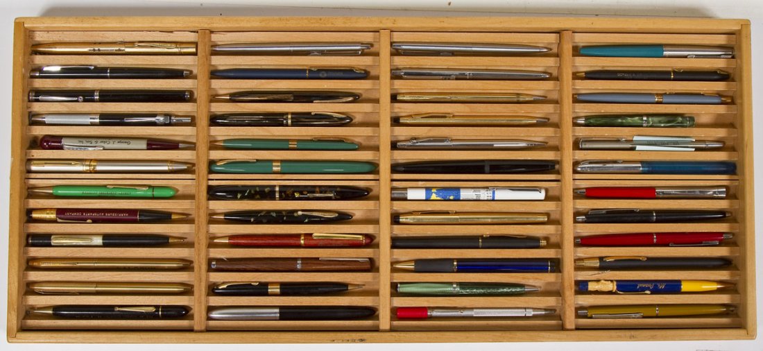 48 Pens & Pencils in Wooden Display Case (1 of 5)