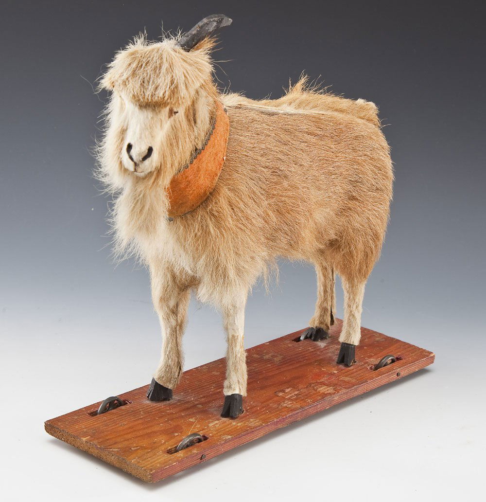 Antique Hide Hair Goat Pull Toy (1 of 8)