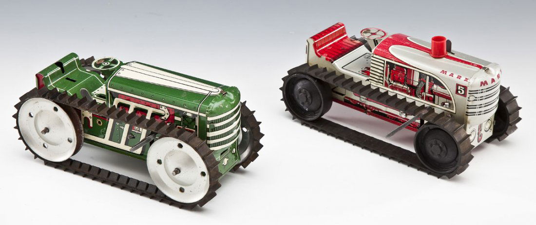 Pair of Marx Tin Lithograph Wind-Up Bulldozers (1 of 6)