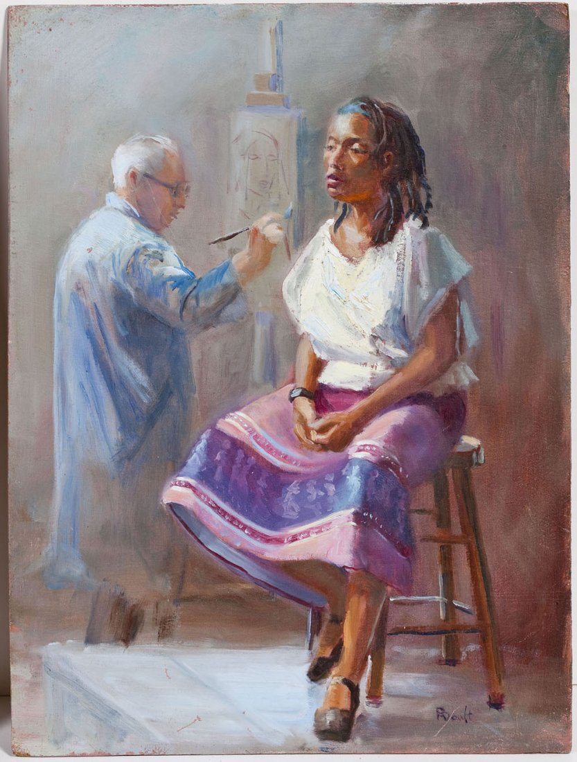 Oil on Board Painting of a Portrait Painter (1 of 5)