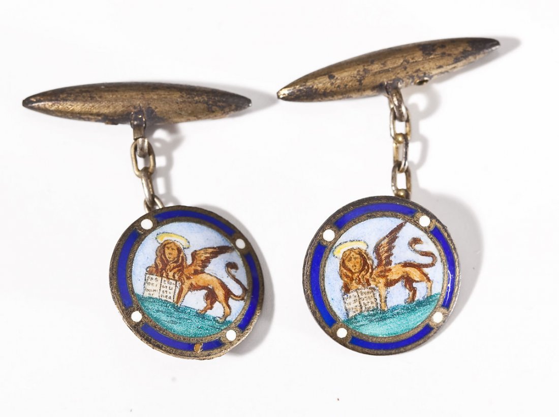 Pair of Enameled Lion of St. Mark Cufflinks (1 of 2)