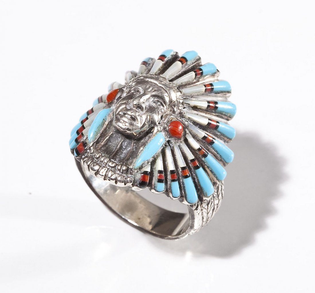 Sterling Navajo Indian Chief Ring (1 of 4)