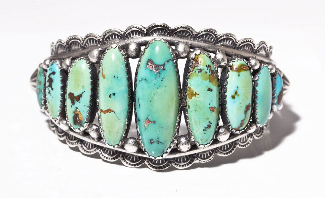 Navajo Silver & Turquoise Cuff Bracelet (1 of 5)