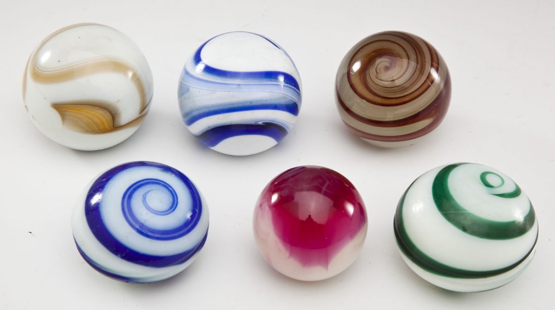 5 Antique Marblized Glass Gear Shift Knobs (1 of 2)