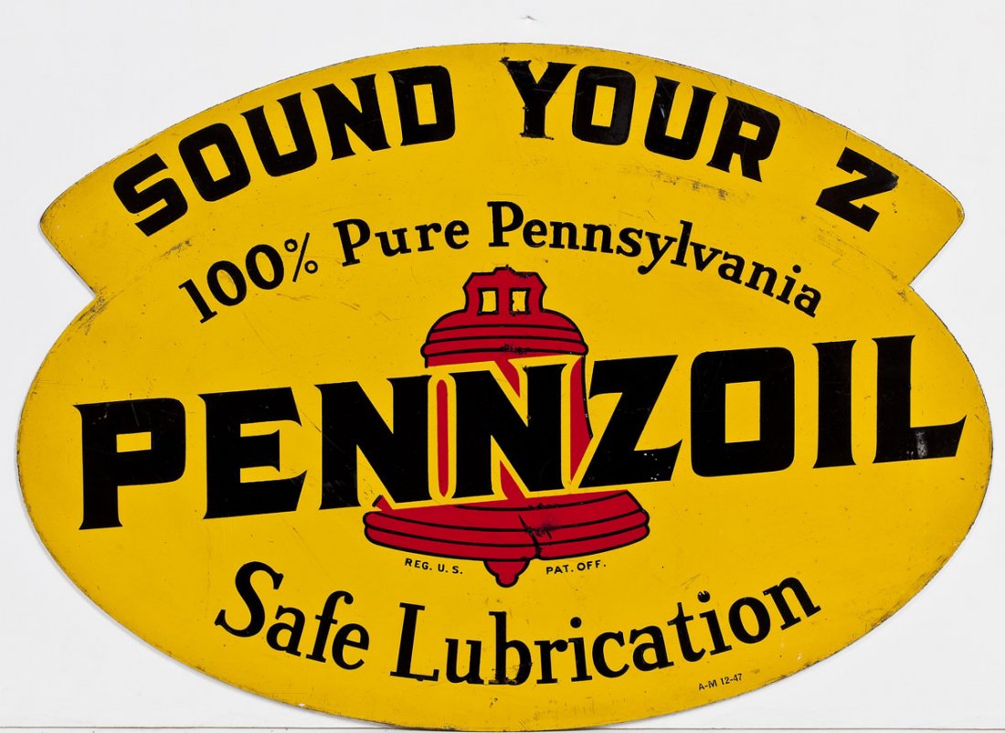 Double-Sided Pressed Metal Pennzoil Sign (1 of 3)