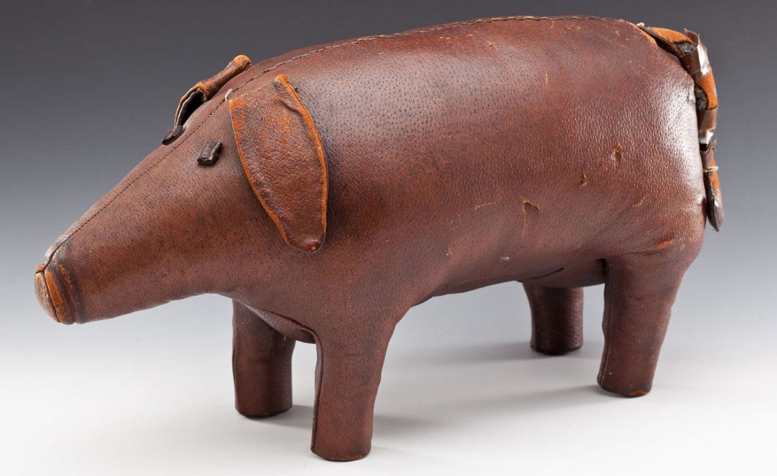 Leather Pig Footstool Attributed to Dimitri Omersa (1 of 9)