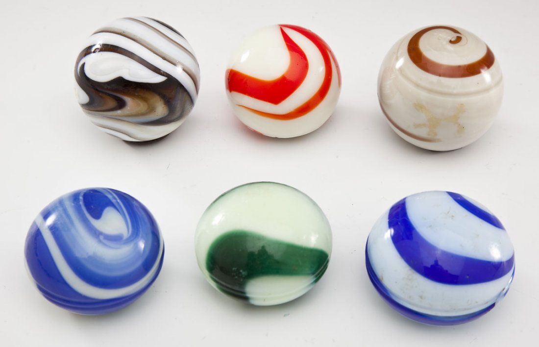 6 Antique Marblized Glass Gear Shift Knobs (1 of 2)