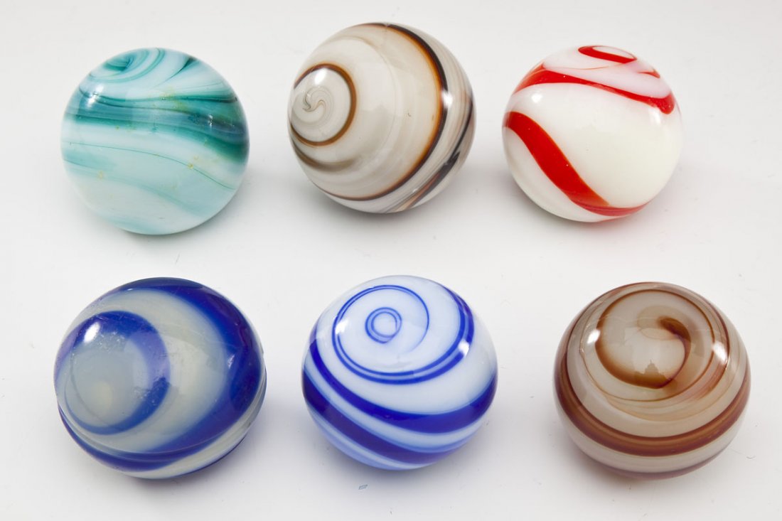 6 Antique Marblized Glass Gear Shift Knobs (1 of 2)