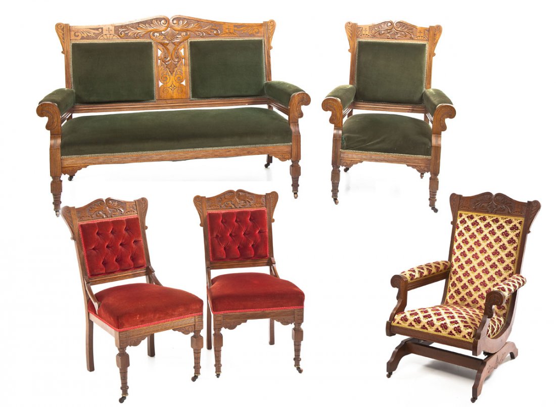 Late Victorian Five Piece Parlor Set (1 of 10)