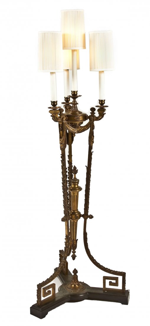 5-Light Gilt Bronze Neoclassical Floor Lamp (1 of 9)