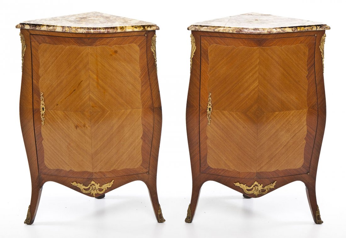 Pair of French Louis XV Style Corner Low Cabinets (1 of 10)