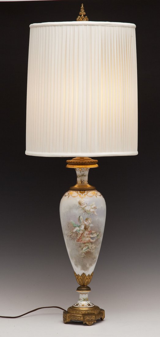 Signed French Porcelain Vase Lamp with Putti (1 of 6)