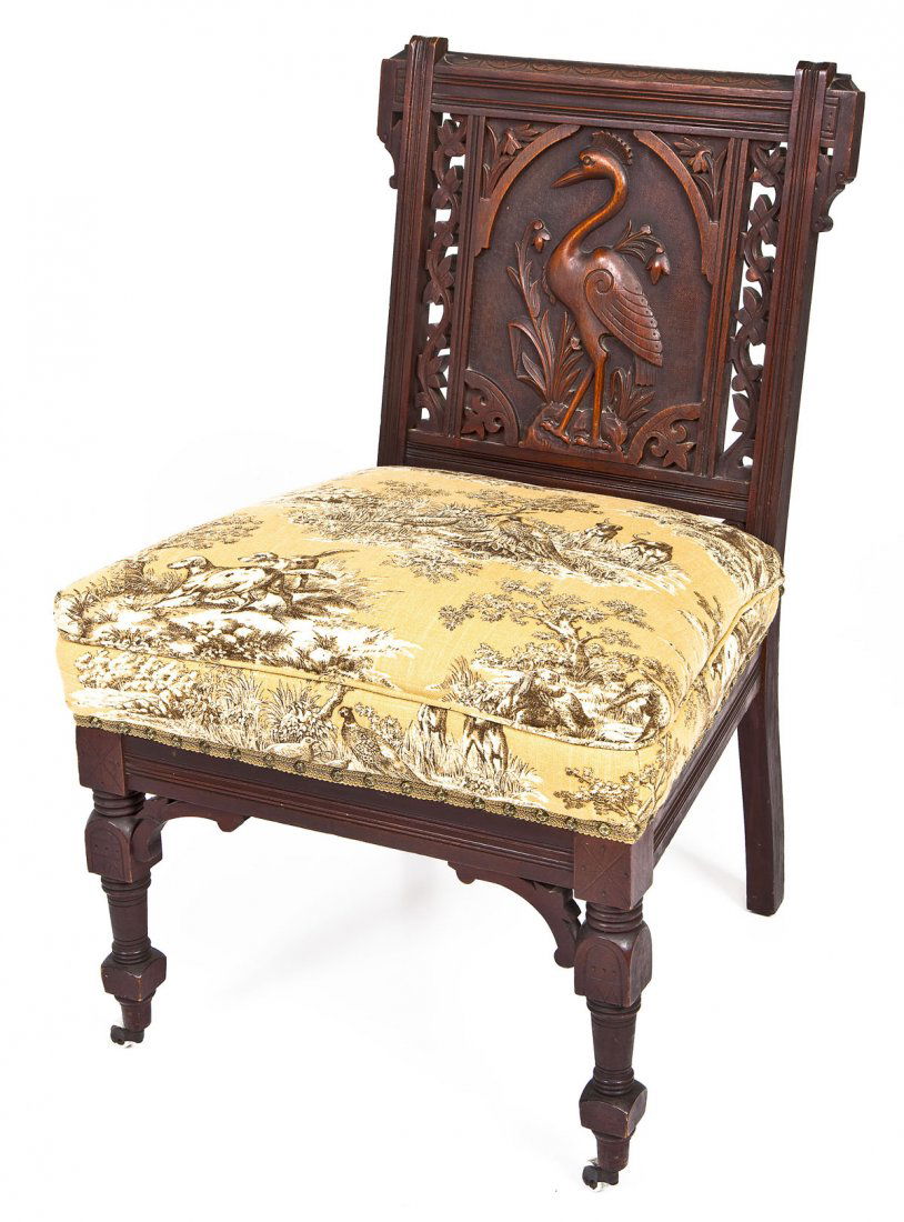 Aesthetic Movement Parlor Chair w/Stork (1 of 7)