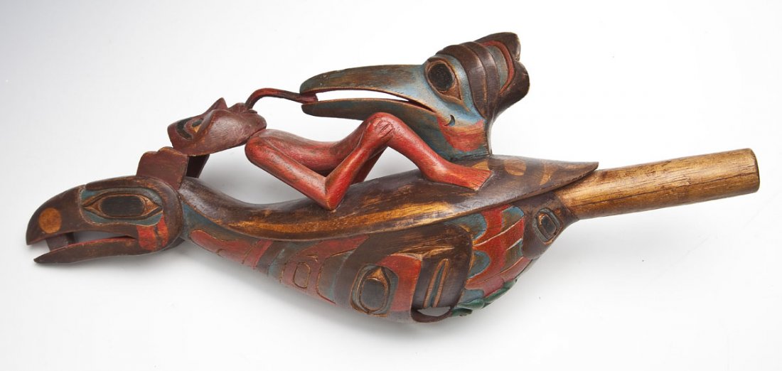 Northwest Coast Polychrome Raven Rattle (1 of 7)