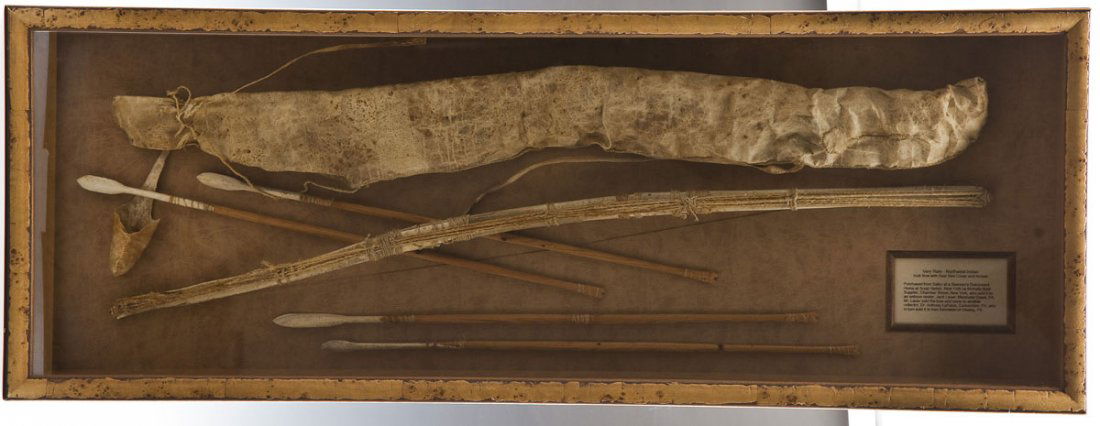 Inuit Bow, Case, and Arrows in Shadow Box (1 of 3)