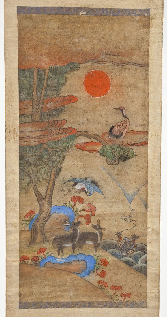 Korean Landscape Scroll with Animals (1 of 4)