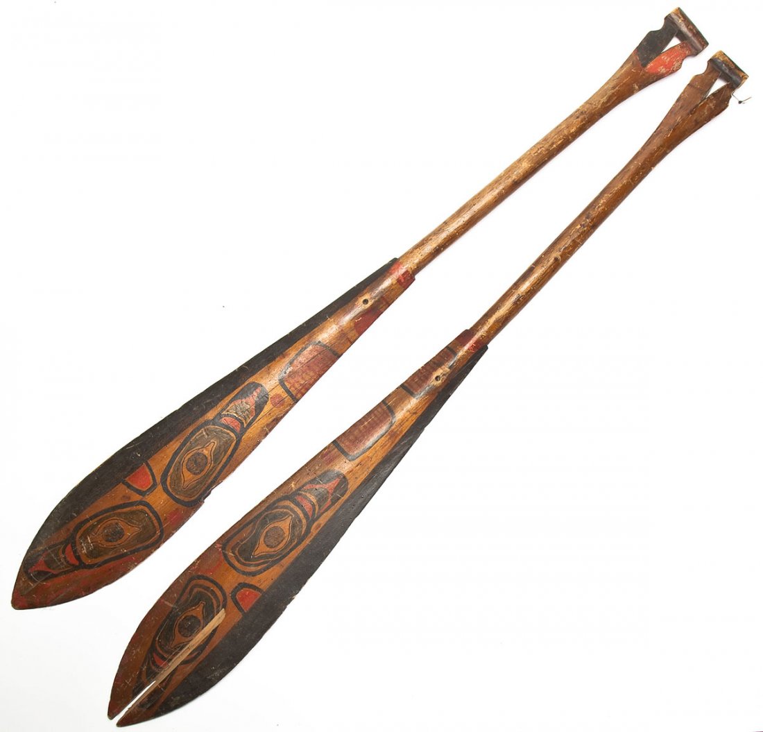 Pair Northwest Coast Polychrome Paddles (1 of 10)