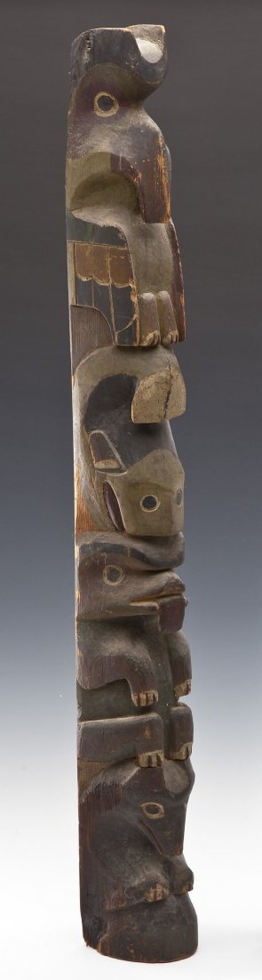 Northwest Coast Carved Polychrome Totem Pole (1 of 10)