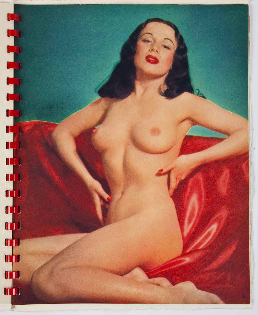 Studio Studies Art Nude Prints in Talio-Crome: DESCRIPTION: Mid 1950s Studio Studies Art Prints in Talio-Crome. Published by Brown & Bigelow of St. Paul, Minnesota. One page of text followed by 12 full color plates of topless, nude females. Spiral