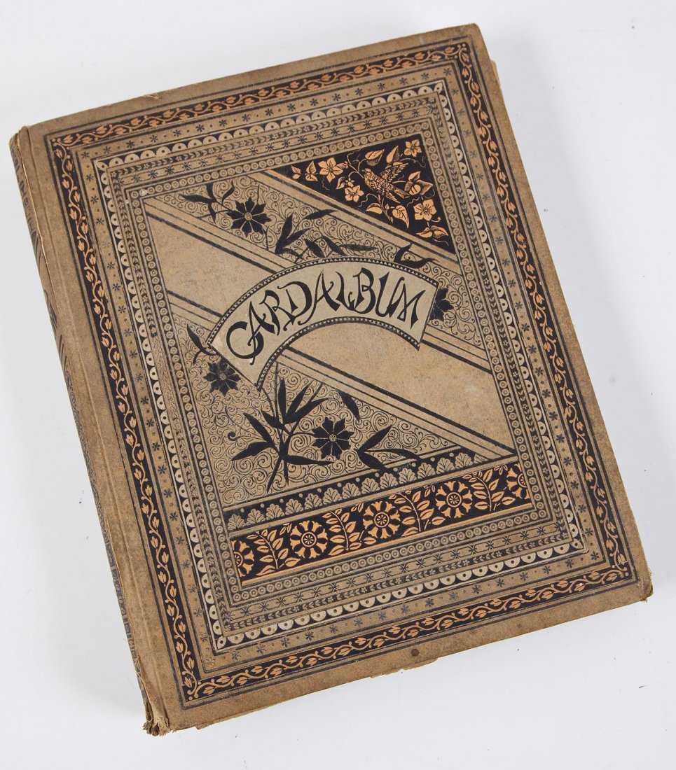 Late 19th / Early 20th Century Card Album: DESCRIPTION: Late nineteenth / early twentieth century card album scrapbook. Marked upon the first page in pencil "Alice J. Osgood April 14, 1882" as well as "April 14 - 1882 [?] April 14 1948 AJG". I