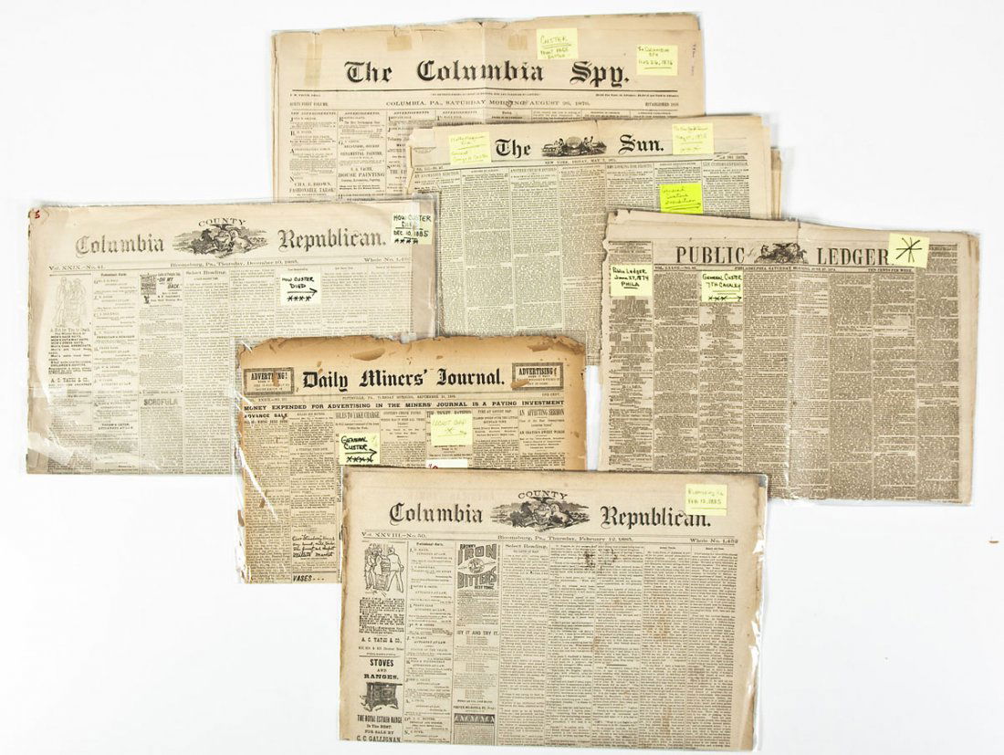 6 Newspapers about General Custer 1876-1895 (1 of 4)