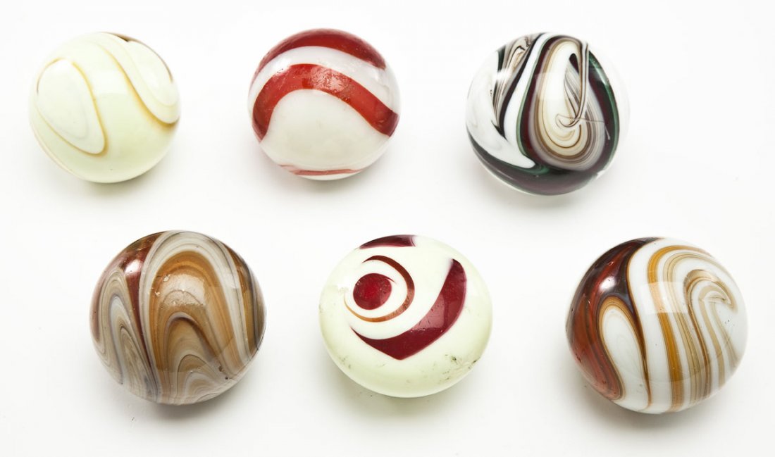 6 Brown Antique Marbleized Glass Gear Shift Knobs (1 of 2)