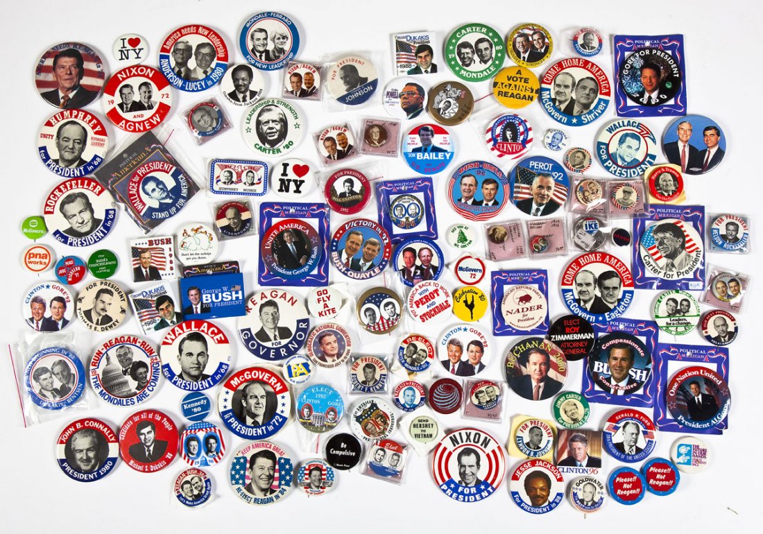 110 Vintage & Modern Political Buttons (1 of 10)
