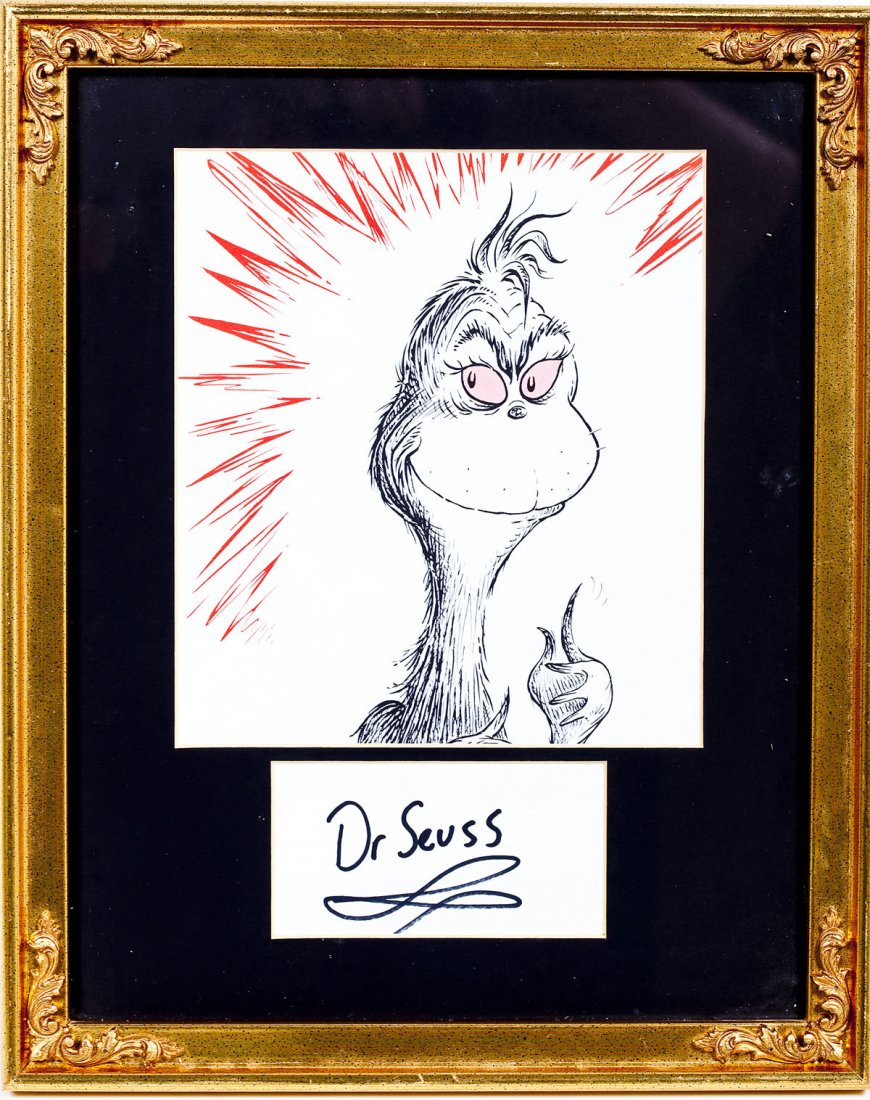 Dr. Seuss Autograph and Grinch Print (1 of 2)