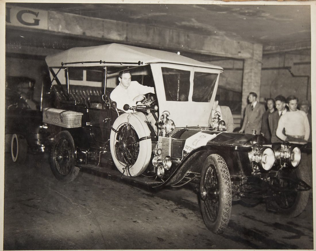1952 Glidden Tour Photo Album incl James Melton: DESCRIPTION: 1952 Glidden Tour photograph album containing seventy-two black and white 8x10 photographs of cars in the tour in various locations. The first image shows well known operatic singer (and
