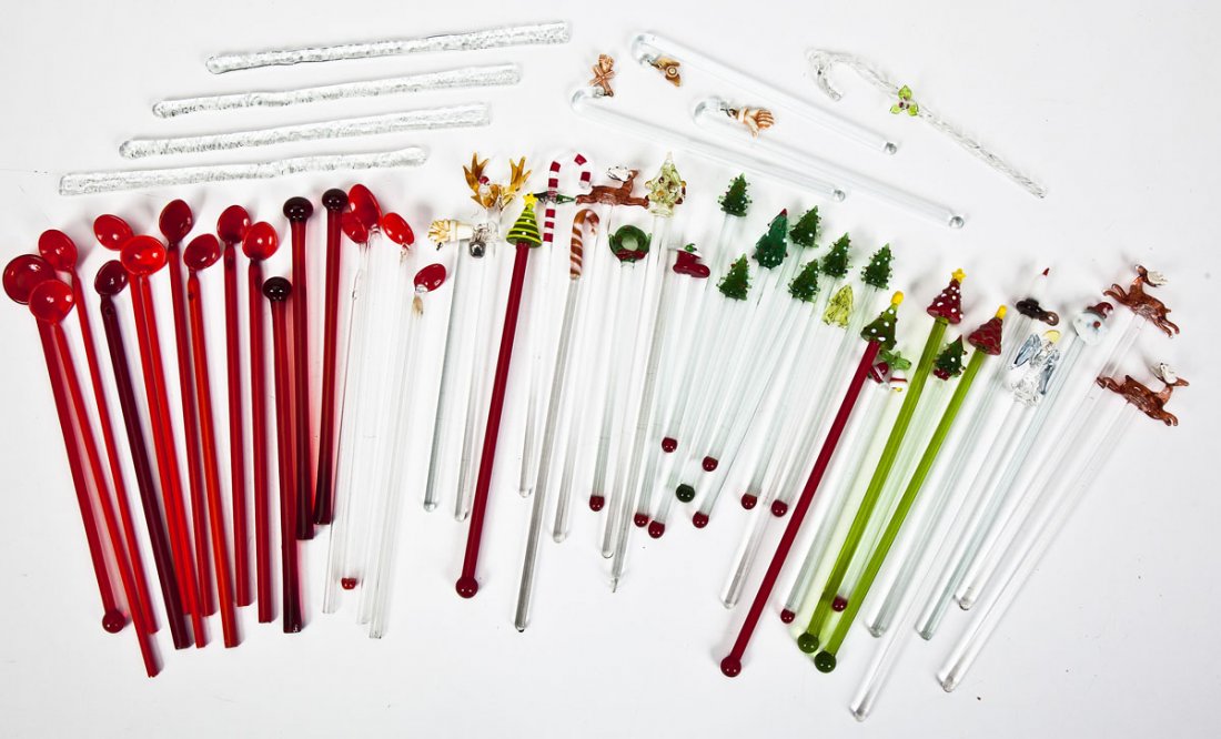 53 Christmas Themed Blown Glass Swizzle Sticks (1 of 4)