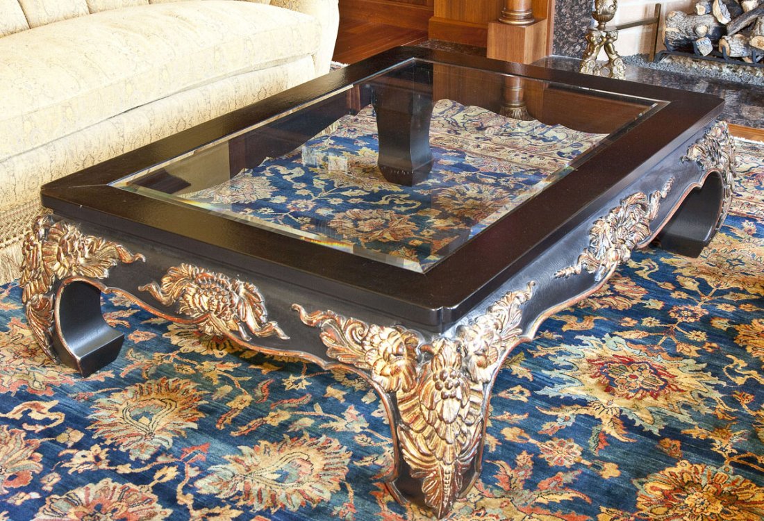 Carved Asian Style Coffee Table (1 of 2)