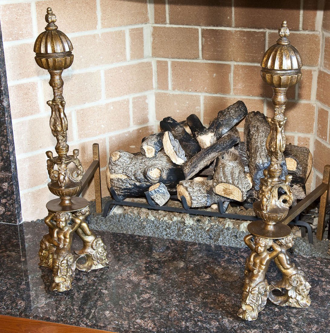 Pair of Bronze Figural Andirons (1 of 1)