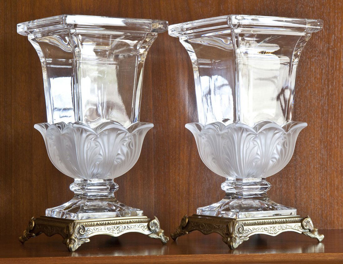 Pair Glass and Brass Urns (1 of 1)