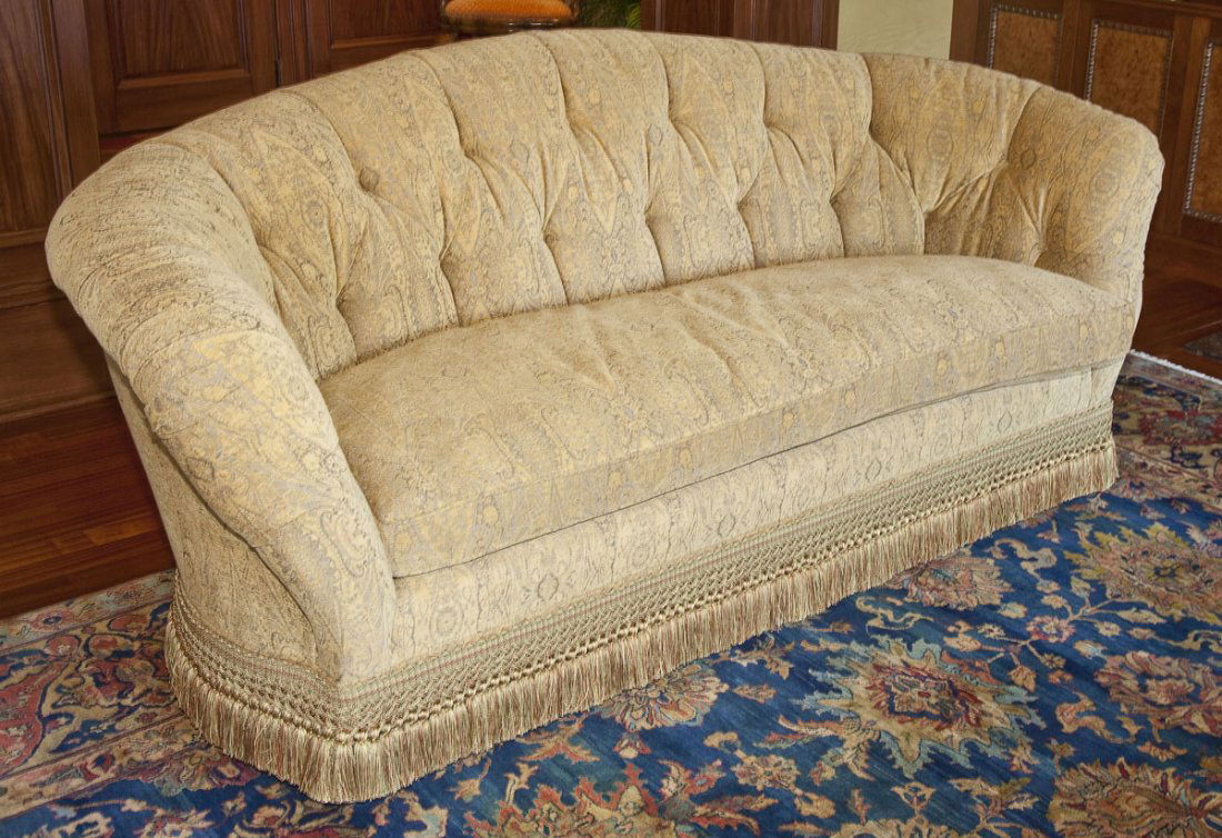 Fringed Round Arm Sofa by Baker (1 of 2)