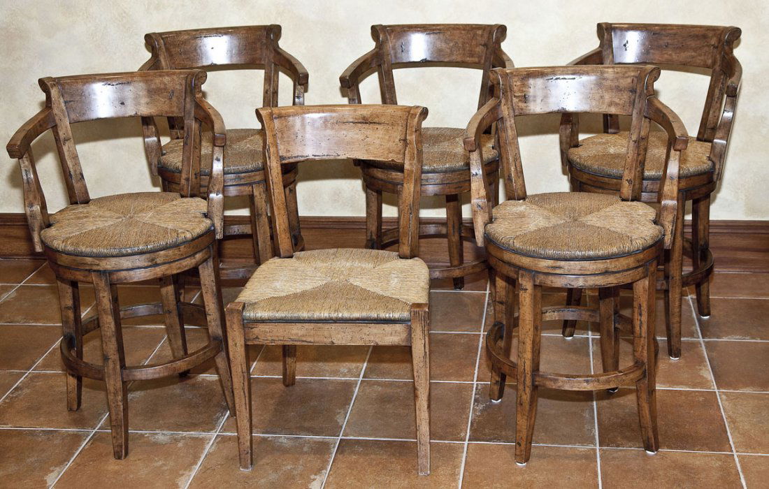 Set of 5 Guy Chaddock Rustic Stools and Chair (1 of 3)