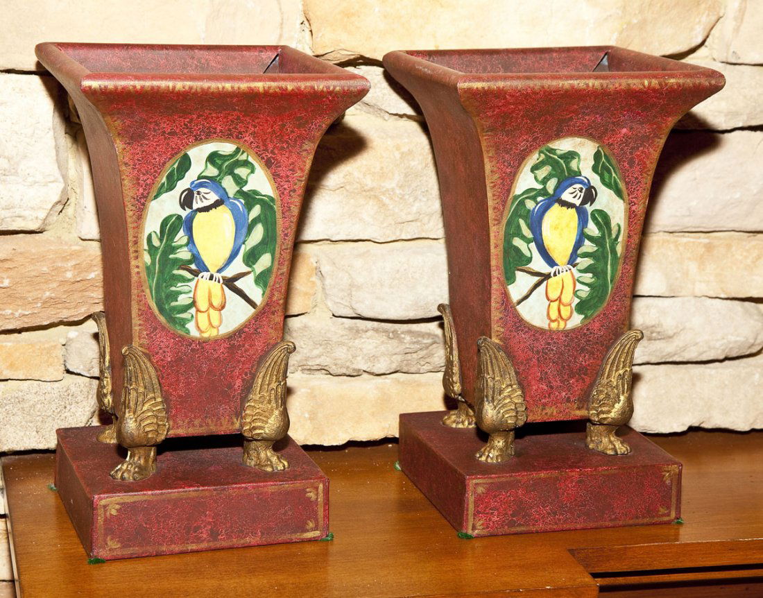 Pair Tole Planters (1 of 1)