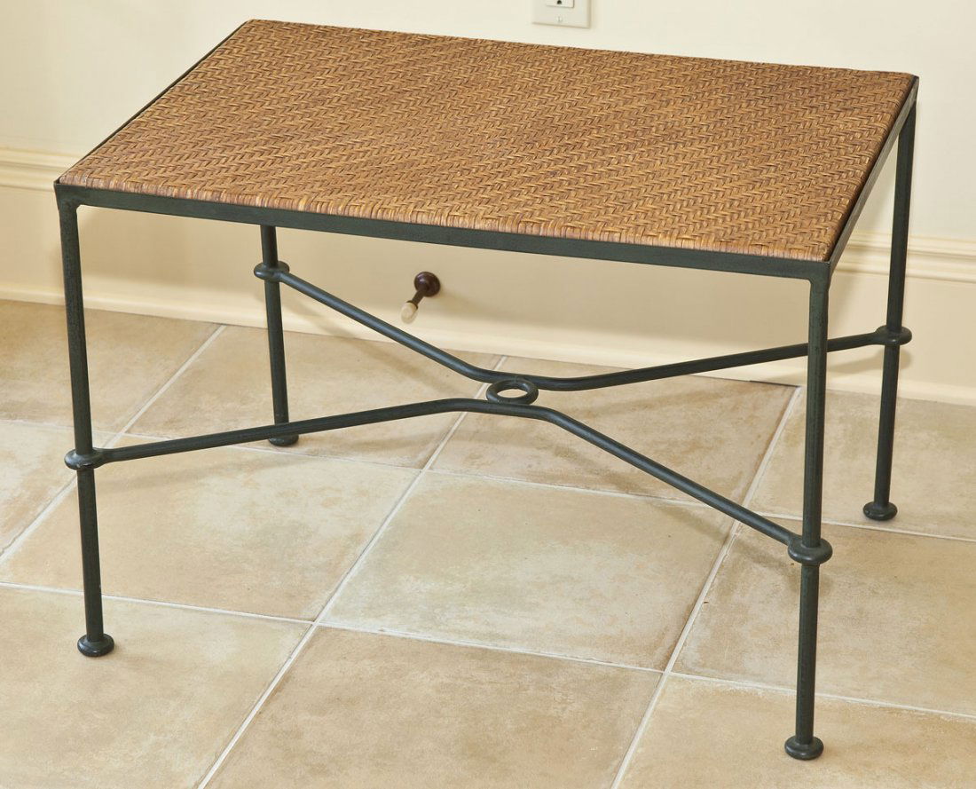 Iron and Wicker Side Table (1 of 1)