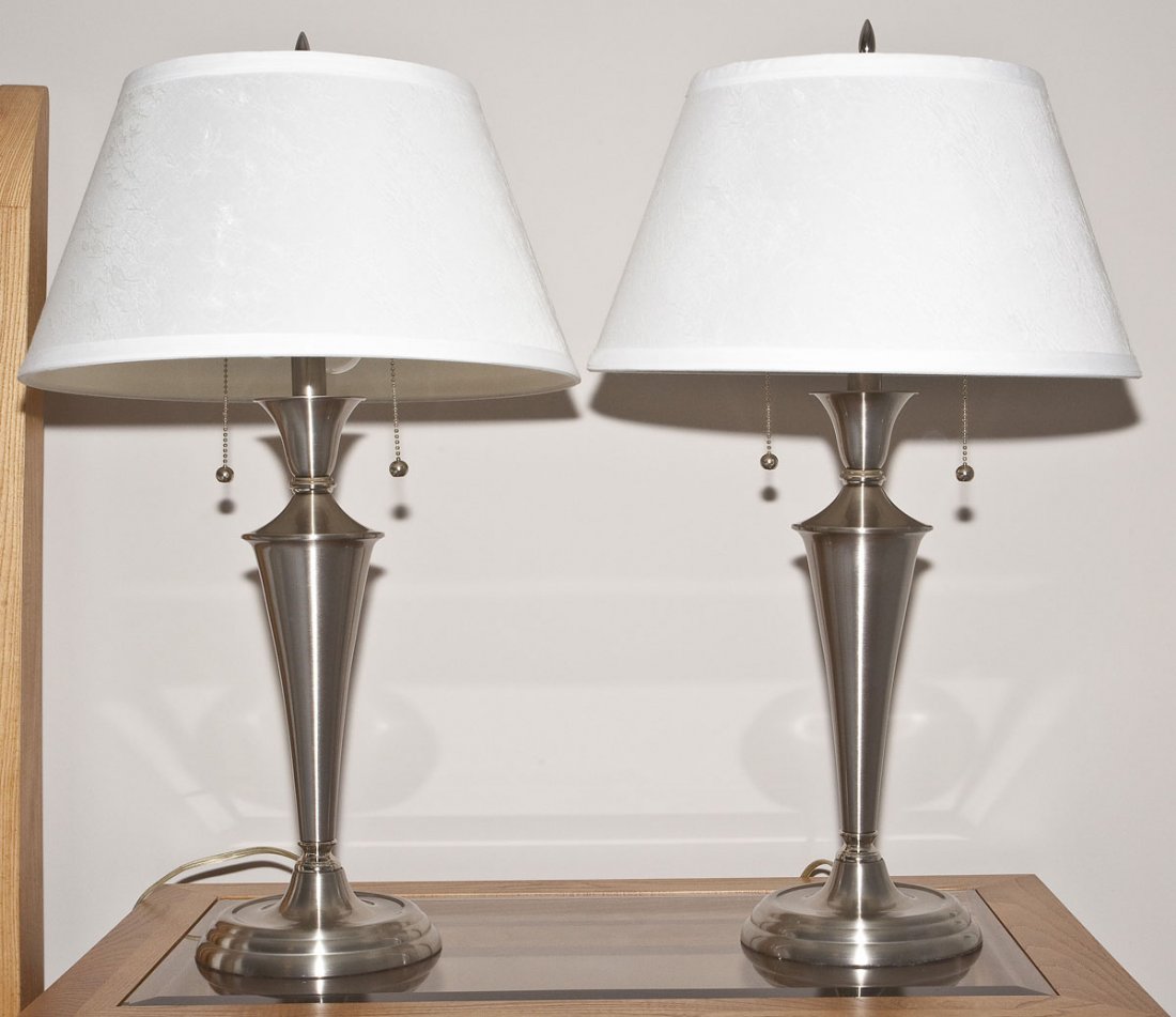Pair Stainless Steel Table Lamps (1 of 1)