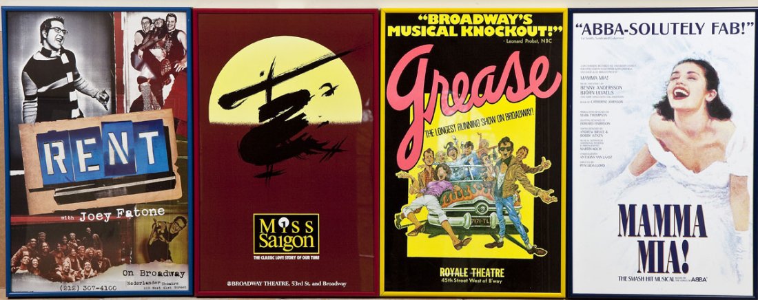 Four Framed Broadway Posters. (1 of 1)