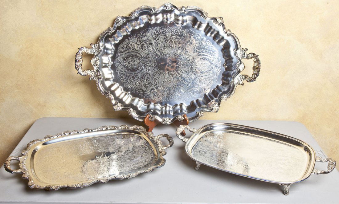 3 Silverplate Serving Trays (1 of 1)