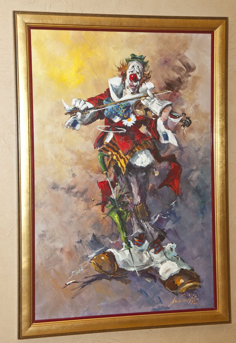 Framed Clown Painting Signed Torroja (1 of 1)