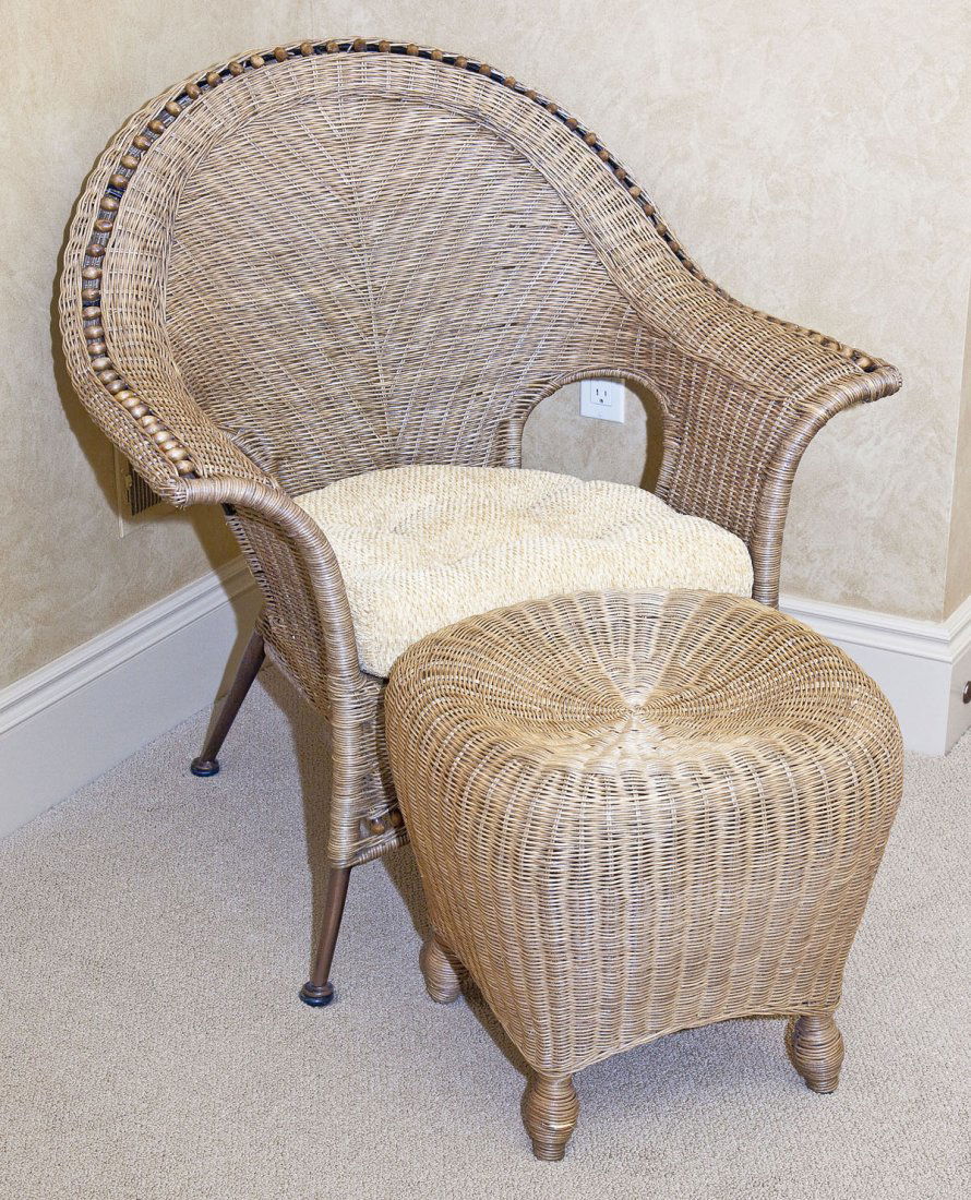 Wicker Chair and Ottoman (1 of 1)