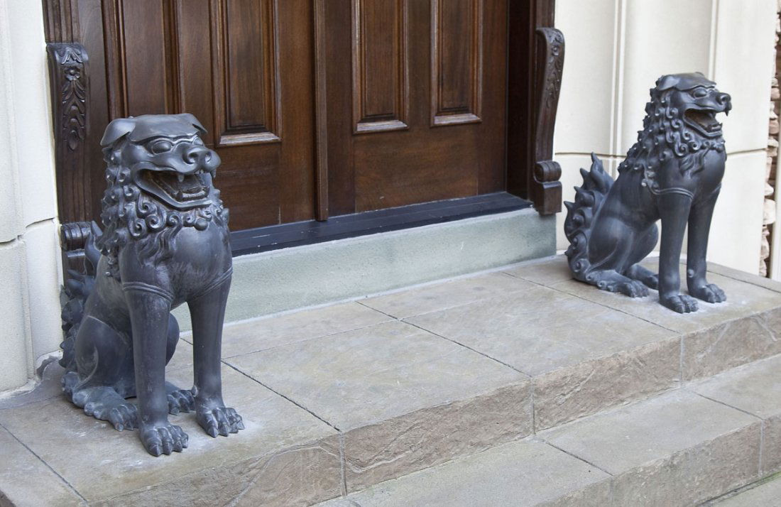 Pair of Large Bronze Foo Dogs Lanford Monroe (1 of 3)