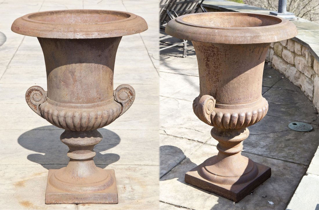 Pair of Large Iron Urns by Eschbach (1 of 4)
