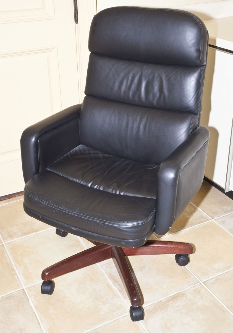 Miller Desk Inc. Black Leather Office Chair (1 of 2)