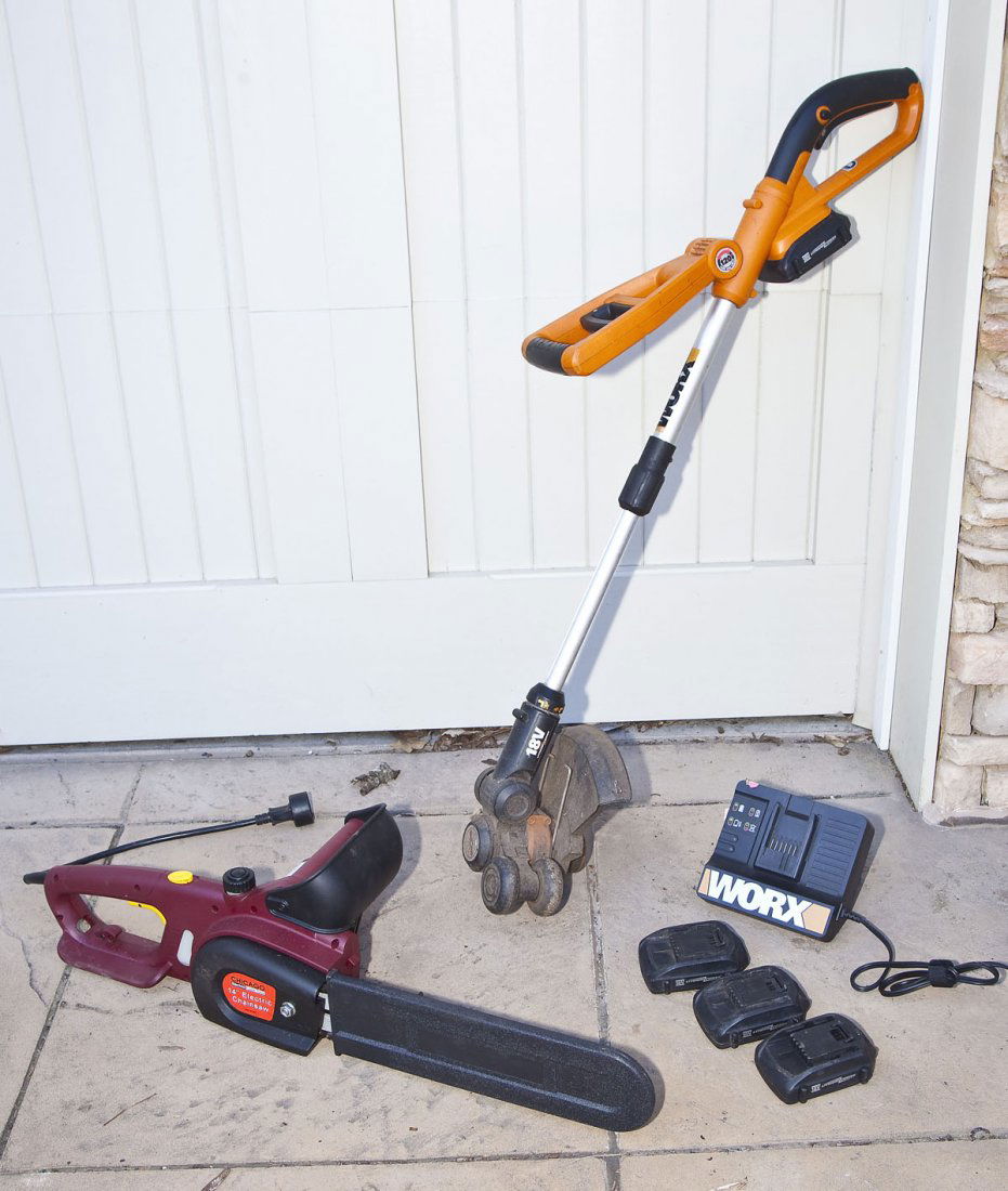 Chicago Electric Chainsaw & Worx Weed Trimmer (1 of 2)