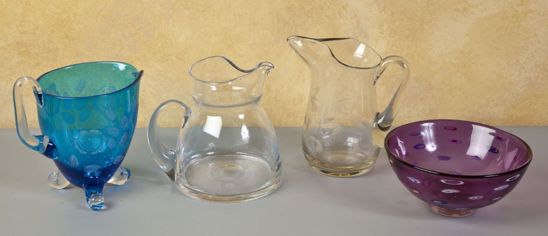 3 Glass Pitchers and 1 Glass Bowl (1 of 1)