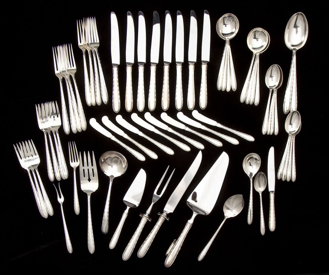 61 Pieces Towle Silver Flutes Sterling Flatware (1 of 4)