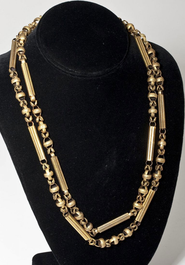 Lg Victorian 14K Gold Fancy Link Necklace (1 of 3)