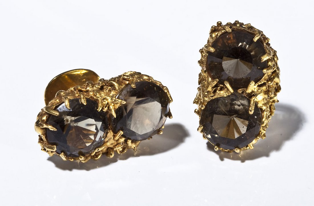 18K Smokey Quartz Cuff Links (1 of 2)